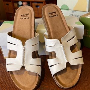 Earth Origins Cork Footbed Leather Slide Sandals